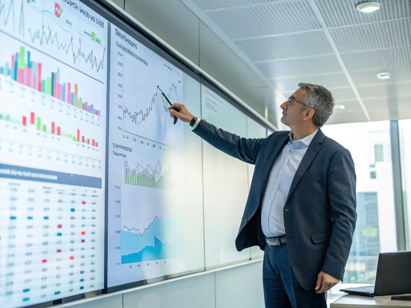 An image showing a portfolio manager at EquityEdge presenting a performance report to investors, highlighting key metrics and strategic adjustments.